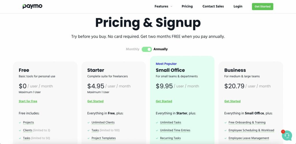 Paymo task management solution pricing