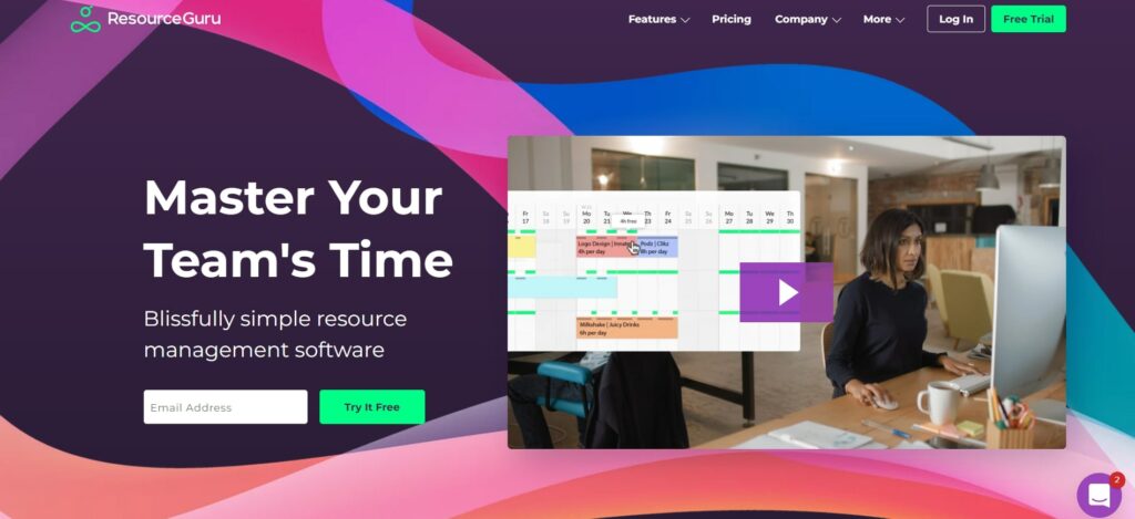 Resource Guru project management home page