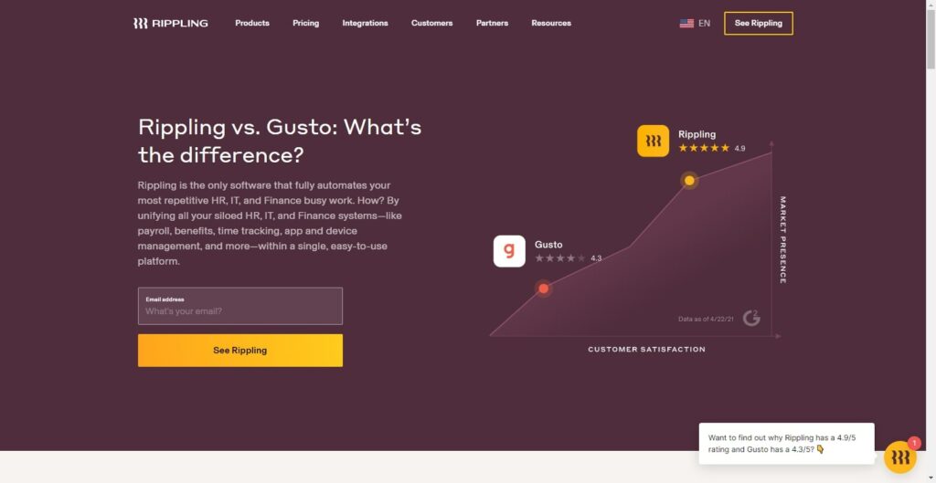 Rippling vs Gusto PEO service