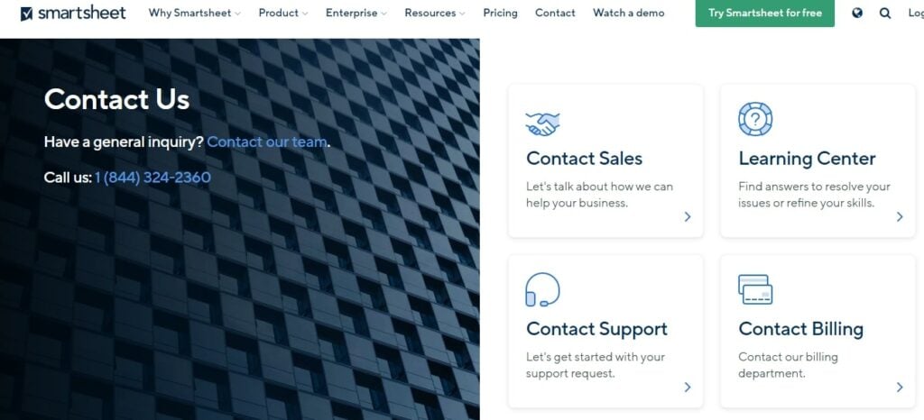 Smartsheet project management tool customer support