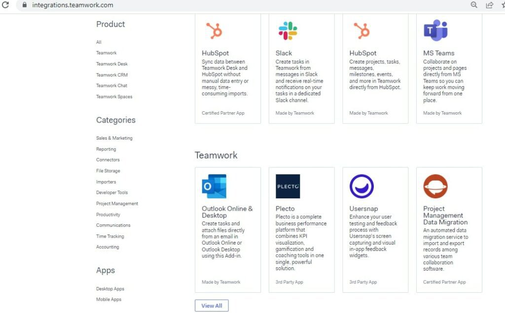 Teamwork project management tool integrations