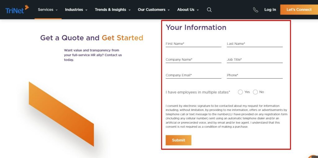 TriNet PEO services pricing