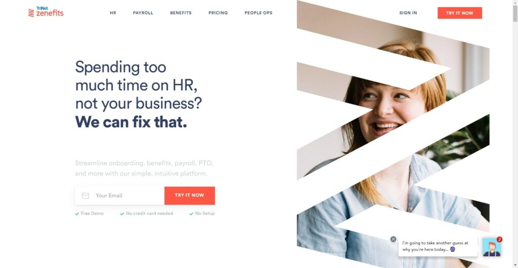 TriNet Zenefits HR software homepage