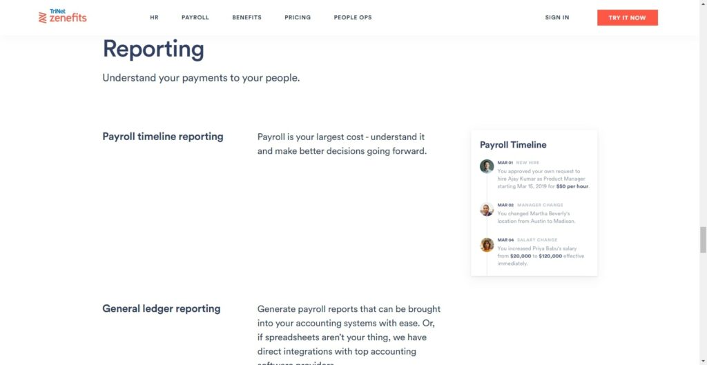 TriNet Zenefits HR software reporting