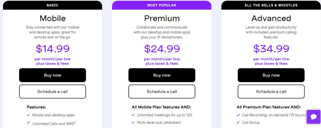 Vonage VoIP solution pricing