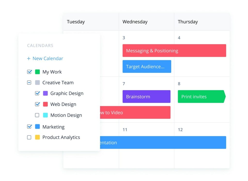 Wrike project management tool shared calendar