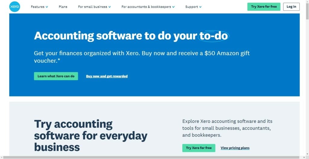 Xero accounting service homepage