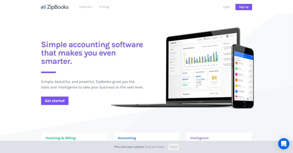 ZipBooks accounting software homepage