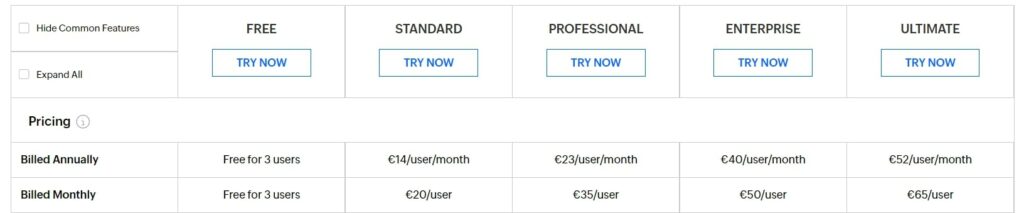 Zoho CRM solution pricing