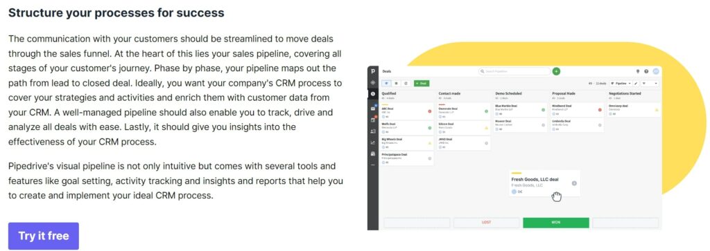 Pipedrive 顧客關係管理(CRM)儀表板功能