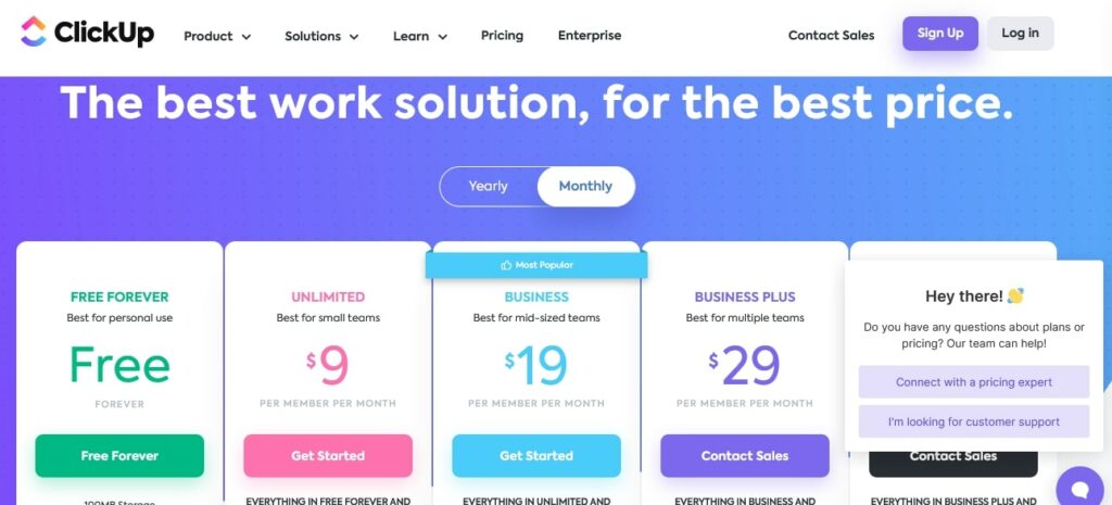 ClickUp project management updated pricing 2023