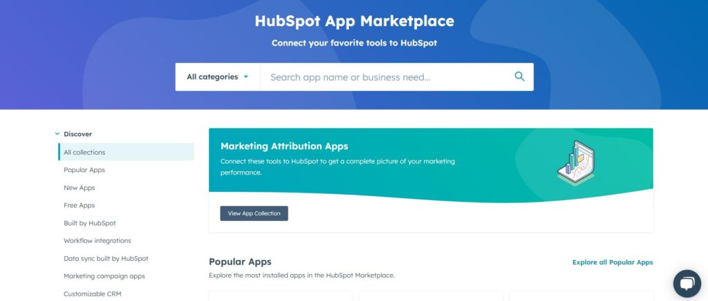 HubSpot 顧客關係管理(CRM)應用程序市場整合