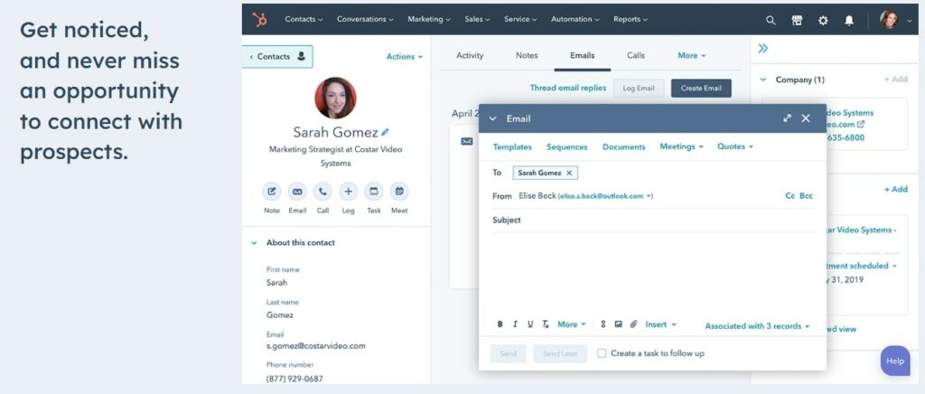 HubSpot CRM customer view