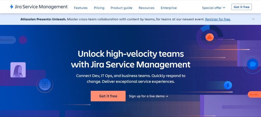 Jira Service Management Homepage