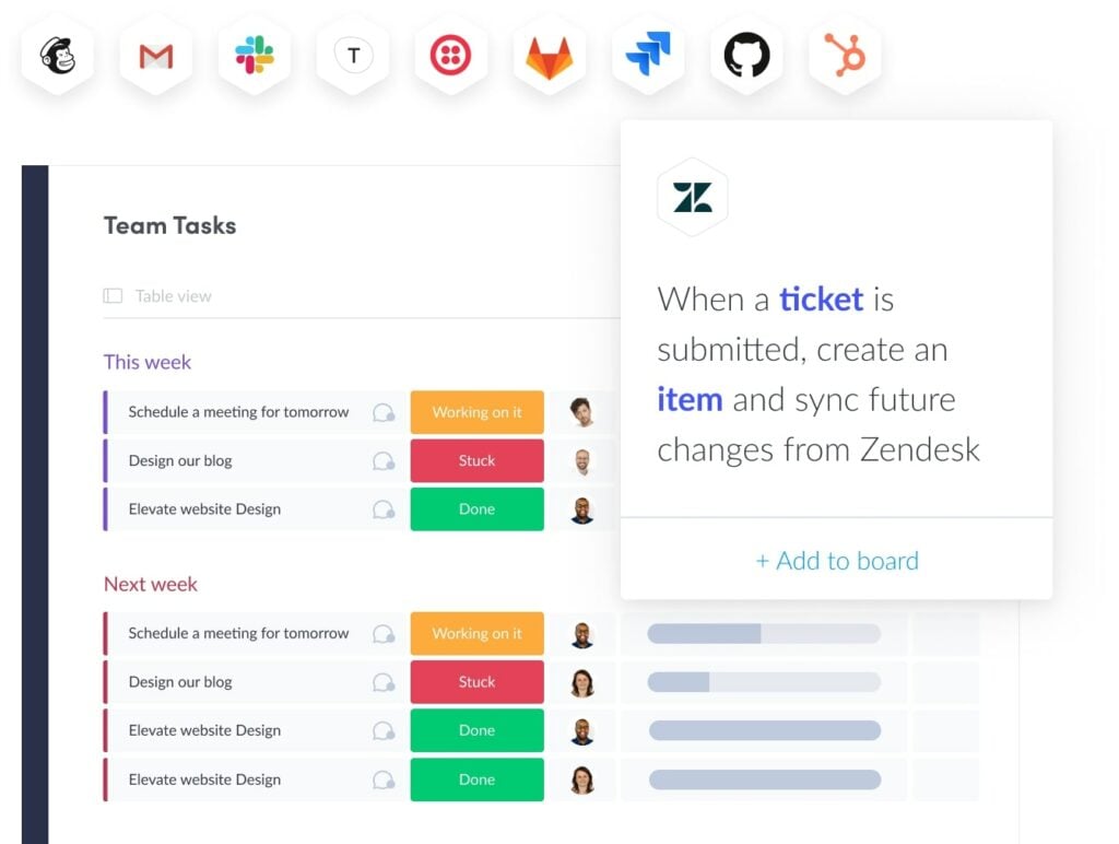 Monday.com 項目管理用戶界面