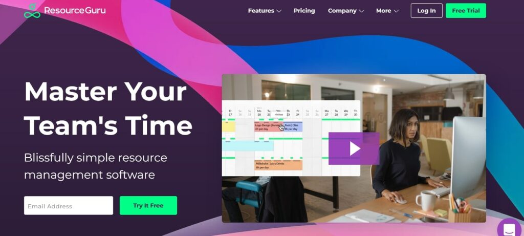 ResourceGuru project management tool homepage