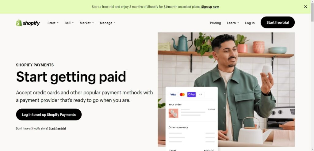 Shopify eCommerce platform payments setup