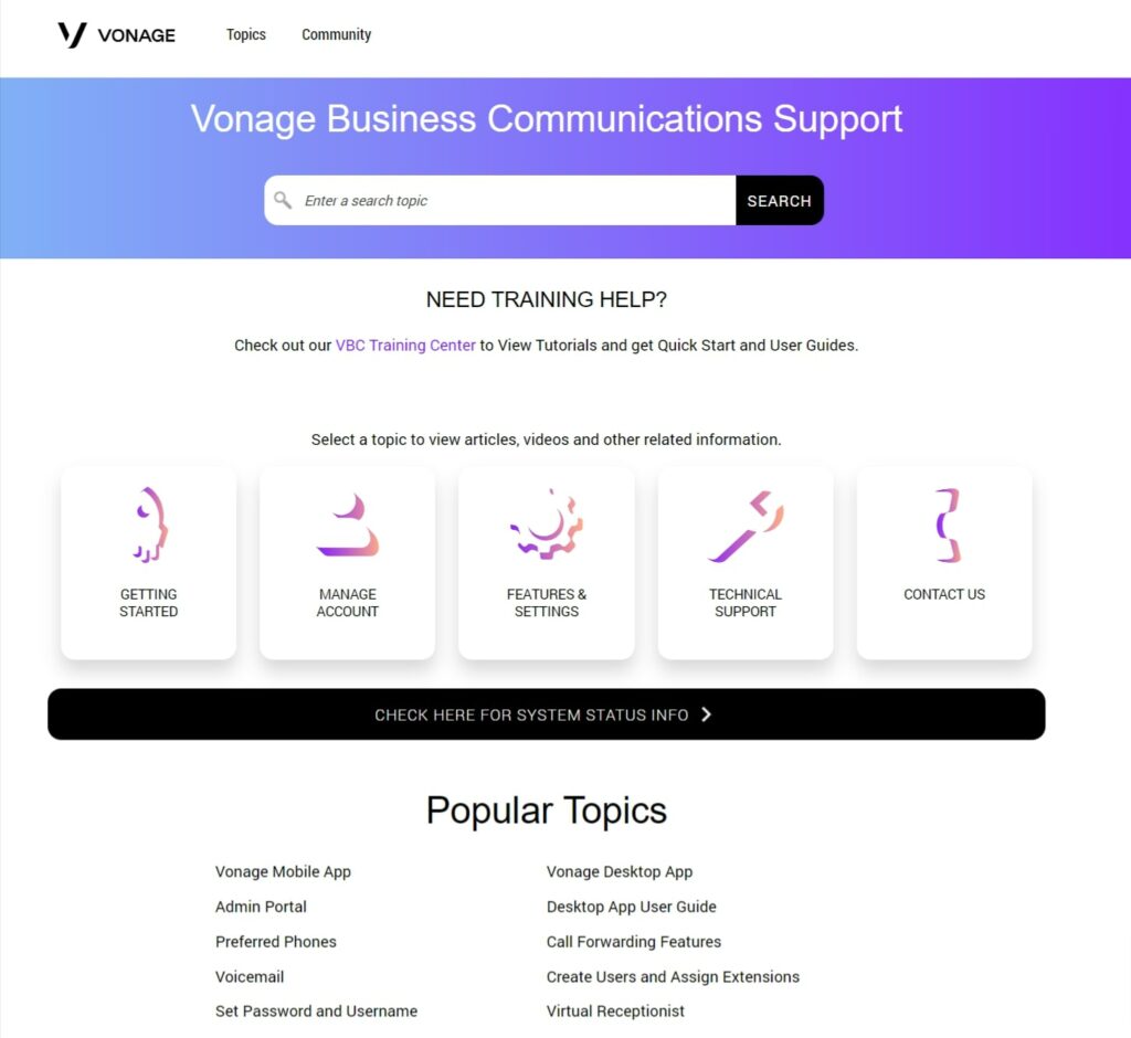 Vonage 商務電話系統客戶支持