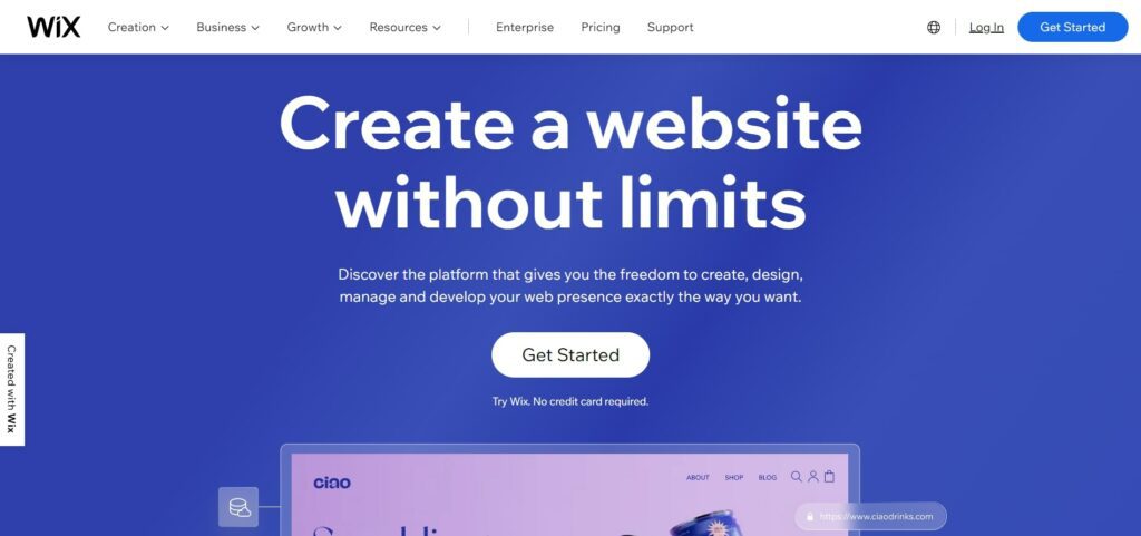 Wix website builders homepage