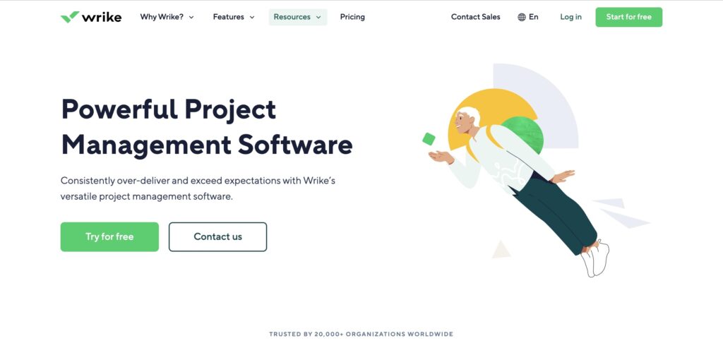 Wrike project management tool homepage