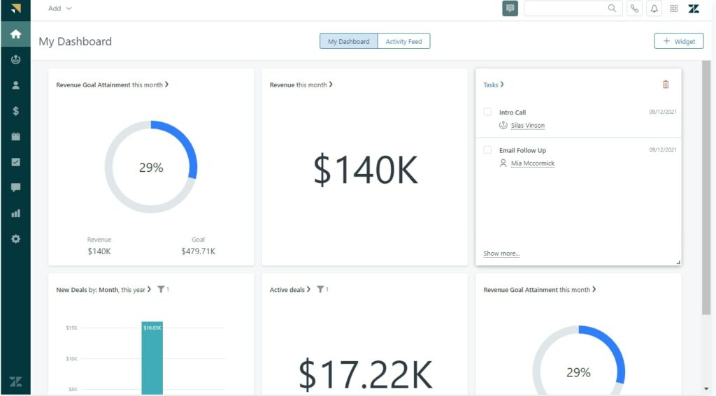 Zendesk Sell CRM user interface