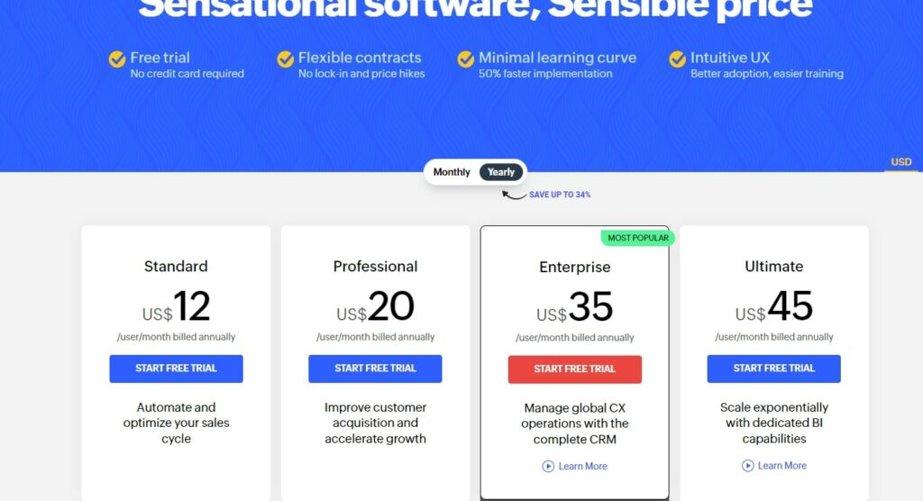 Zoho-CRM solution pricing