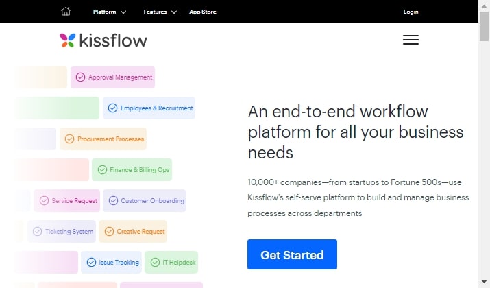 kissflow project management homepage