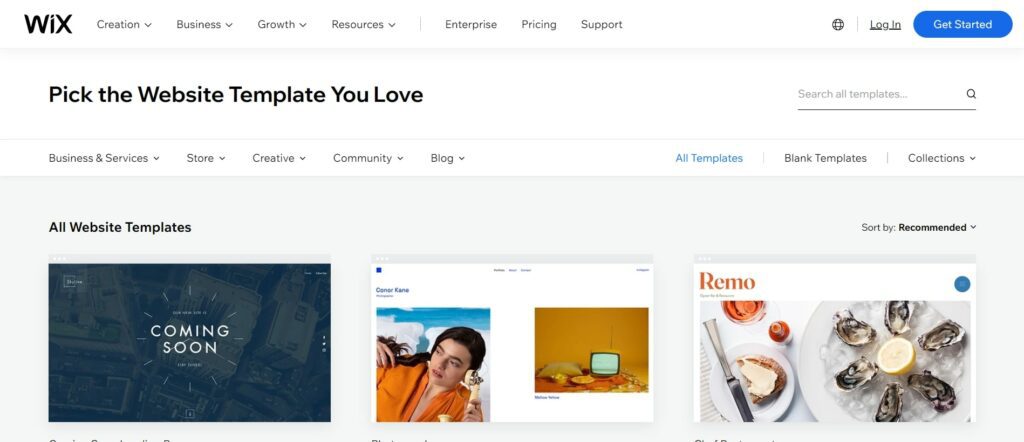 wix website builders templates