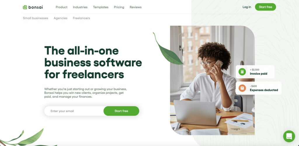 Hello Bonsai freelancers tool homepage