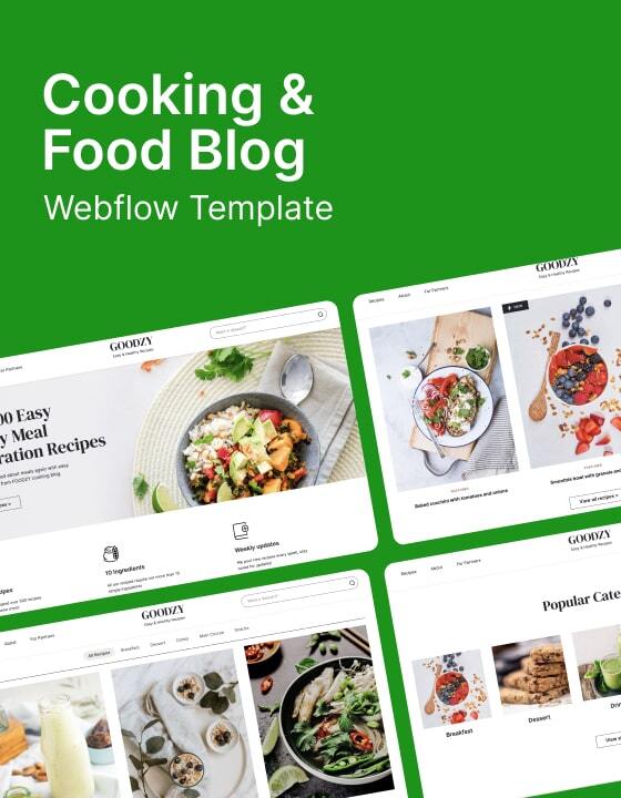 goodzy webflow template for cooking and food blog