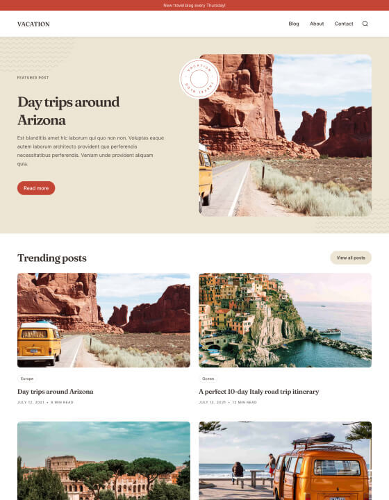 vacation webflow travel blog template