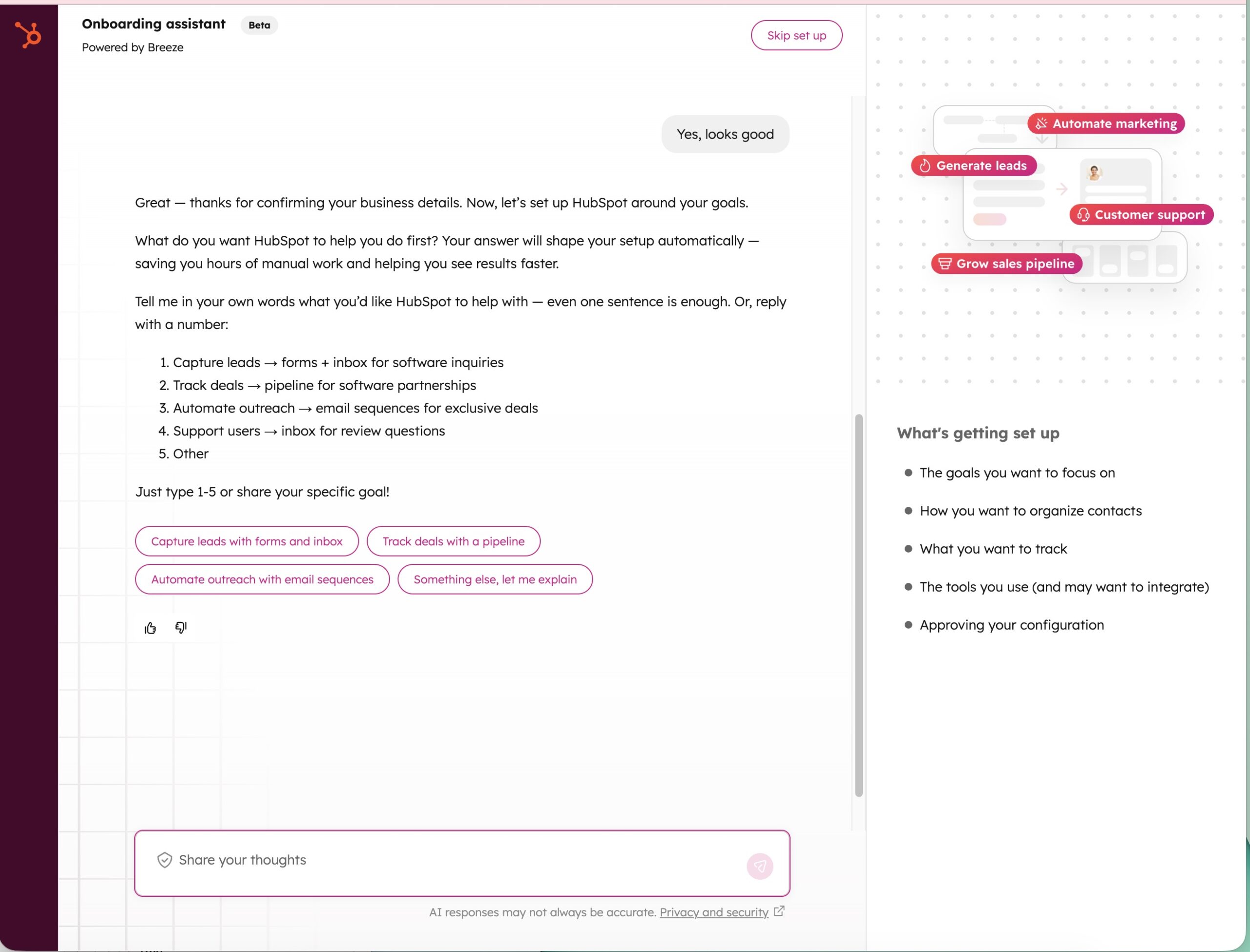 HubSpot AI onboarding assistant