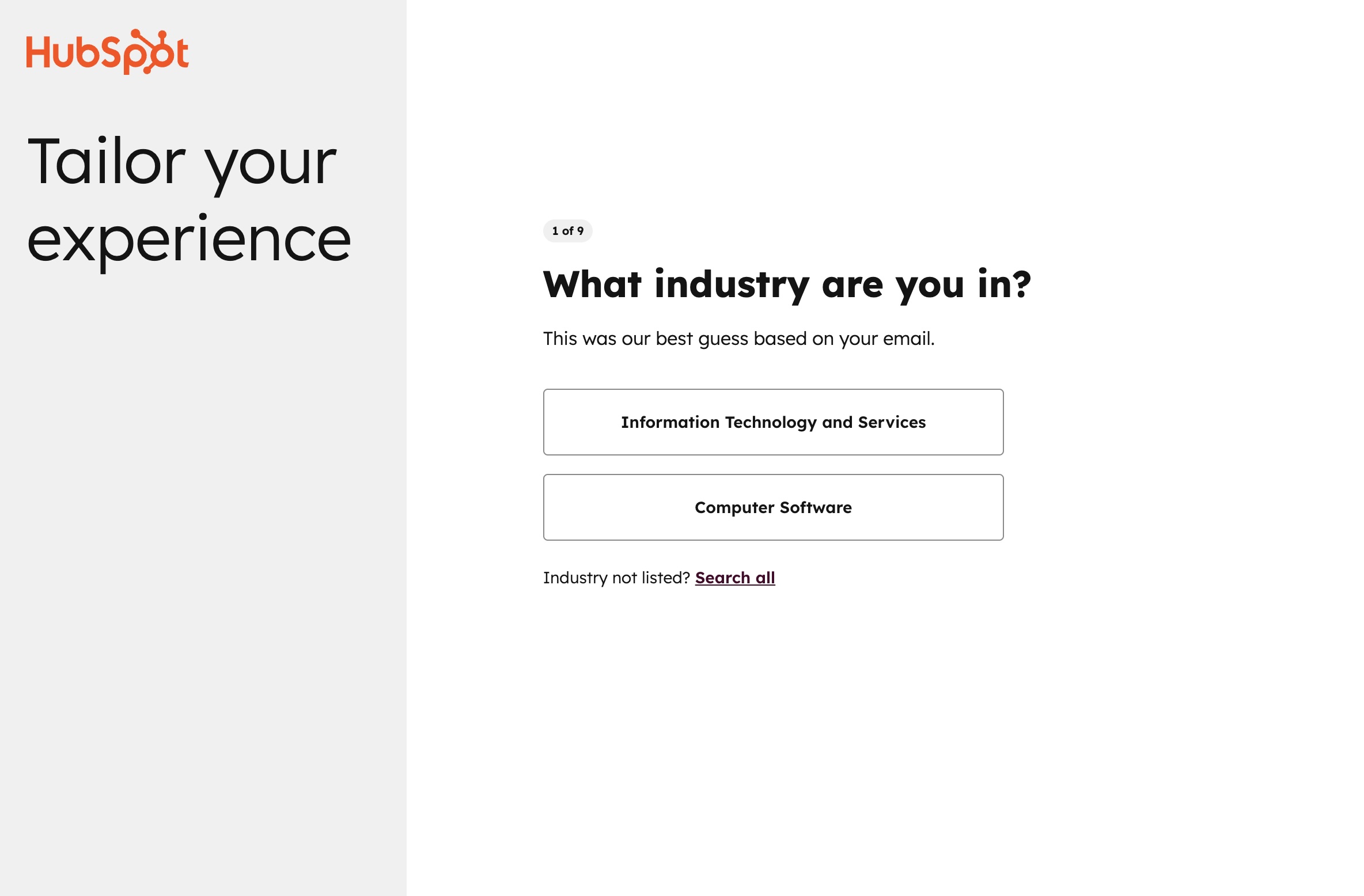 HubSpot CRM account setup dashboard for new users