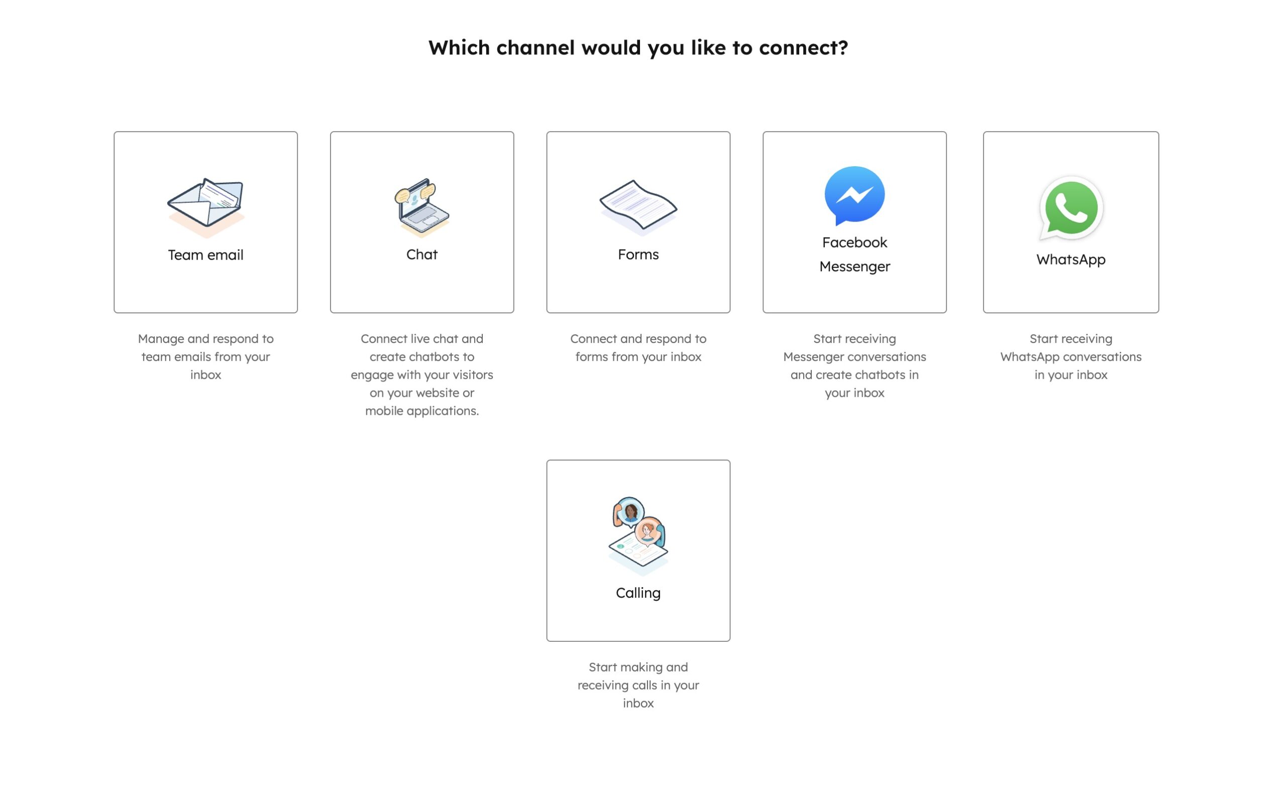 HubSpot CRM channel integration page