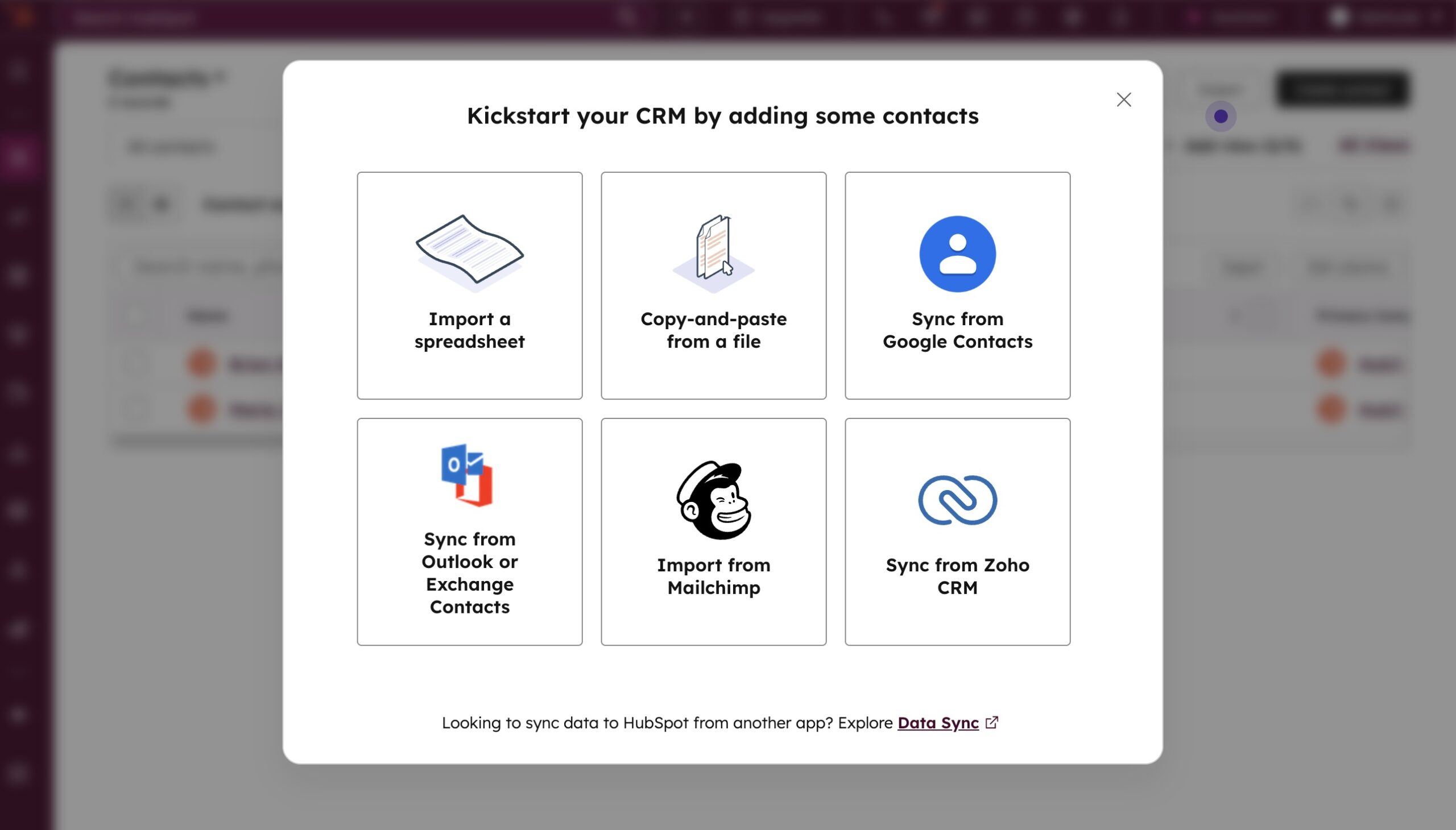 Import contacts to HubSpot