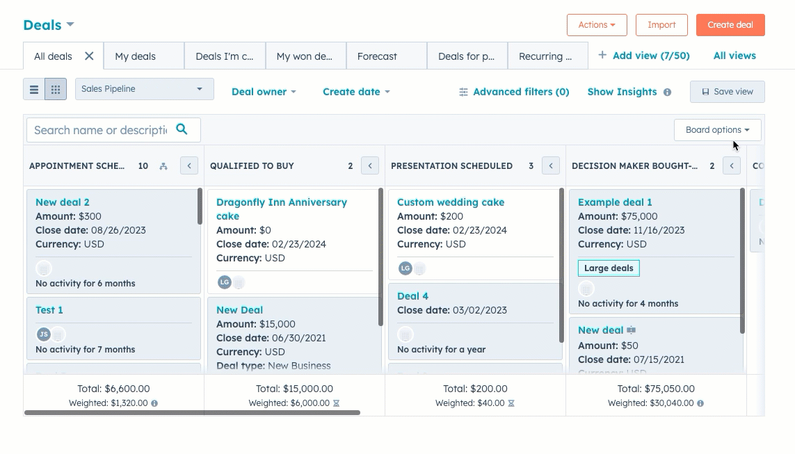 Freelancer pipeline in HubSpot CRM – Inquiry to Paid stages.