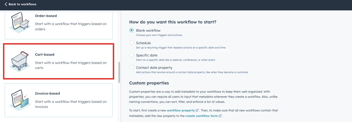HubSpot CRM workflow recovering abandoned carts for online retailers