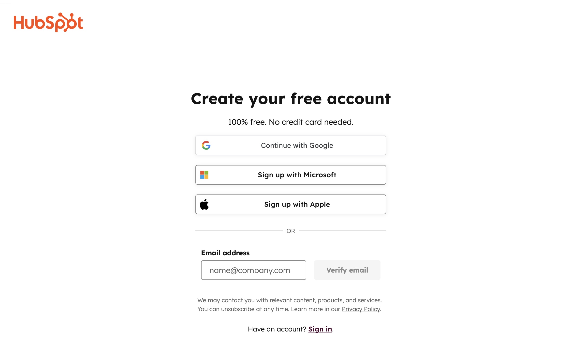 Creating a HubSpot account