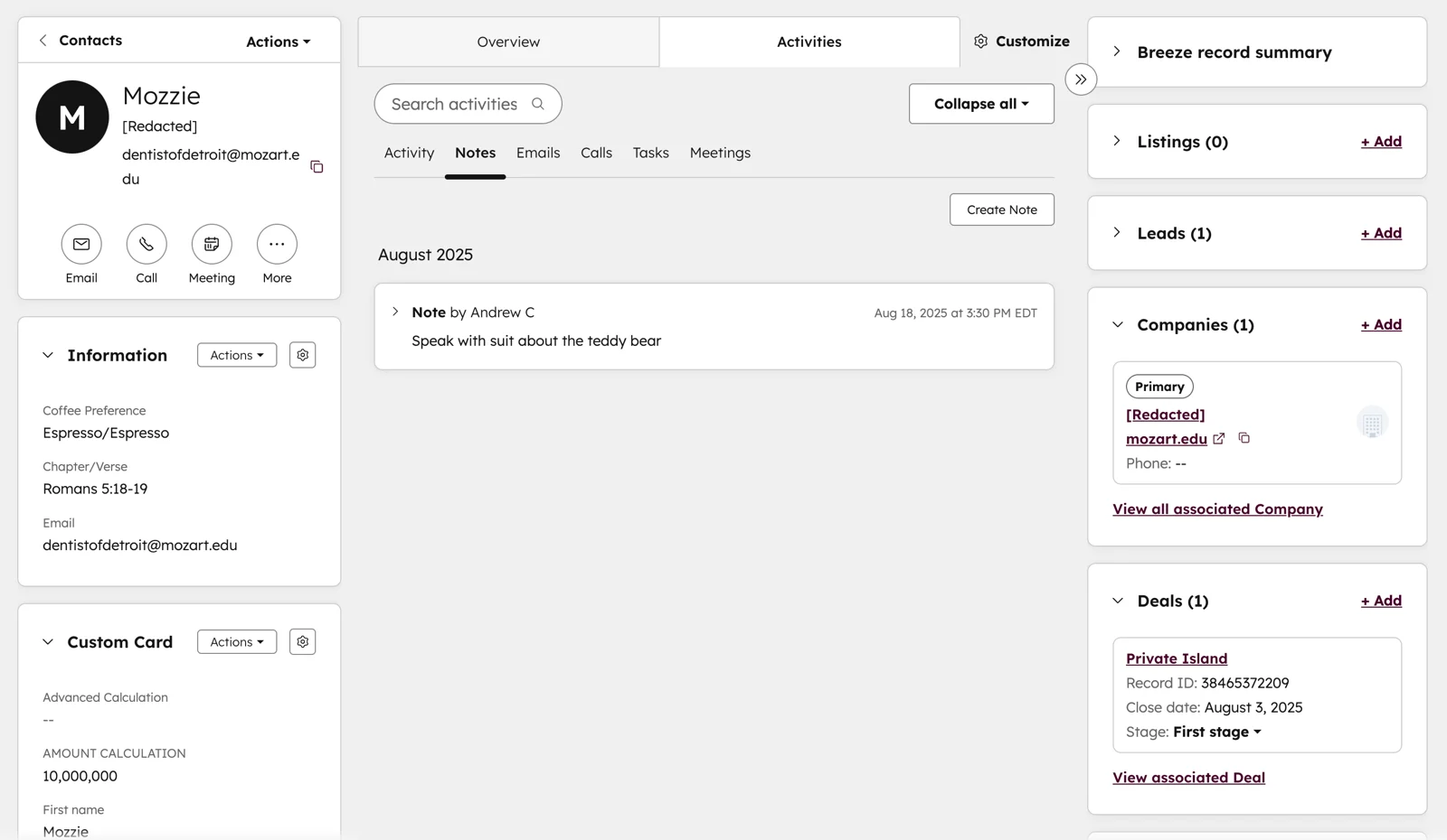 HubSpot CRM contact management dashboard for freelancers.